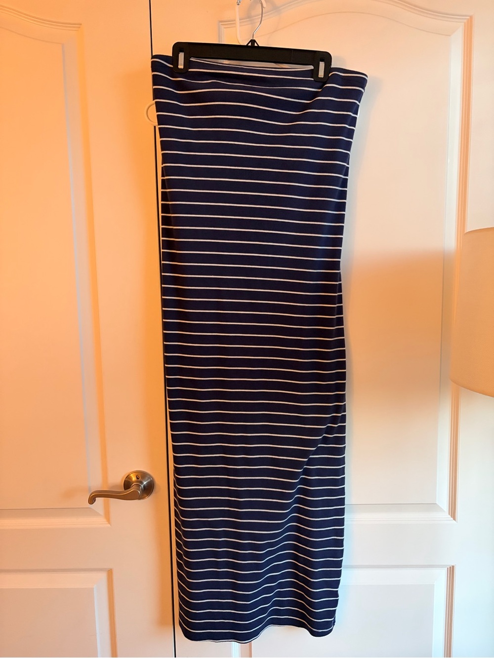 A New Day Striped Navy and White Strapless Maxi Dress Size L